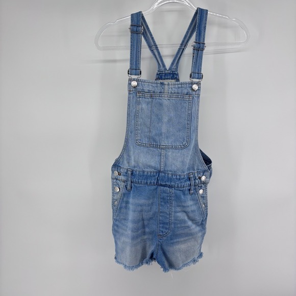 Madewell Denim Short Overalls Frayed Hem Light Wash Womens - Picture 1 of 6